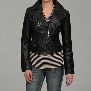 Steve Madden Womens Asymmetrical Zip Fitted Cropped Jacket