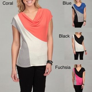 Annalee and Hope Womens Colorblock Cowl Neck Top