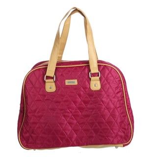 Ellen Tracy Raspberry Quilted Weekender Carry On Tote