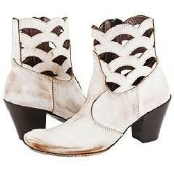Siren by Mark Nason Belle White Distressed Leather Boots