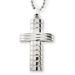 Stainless Steel Groove Design Cross Necklace