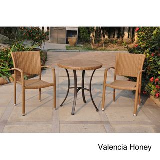 Barcelona 28 inch Round Outdoor Bistro Set with 2 Armchairs