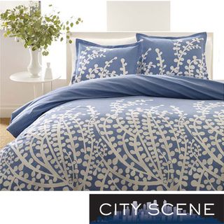 City Scene Branches French Blue 3 piece Comforter Set