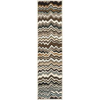 Handmade Chatham Zig Zag Brown New Zealand Wool Rug (23 x 9) Today