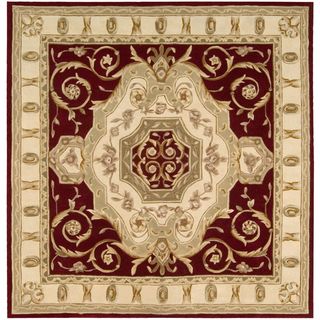 Hand tufted Transitional Wine Wool Rug (7 Square)