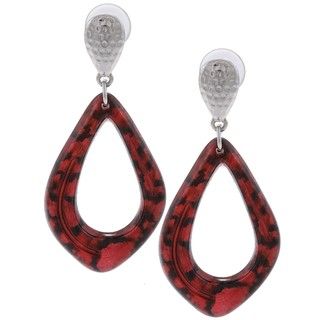 Alexa Starr Silvertone Crimson Lucite Teardrop Earrings