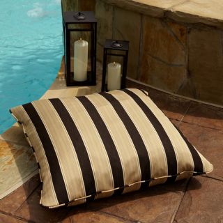 Clara Gold/ Brown Stripe 28 inch Square Outdoor Sunbrella Floor Pillow