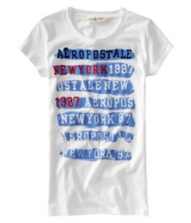 Aeropostale Juniors Graphic Tee T Shirt   Blue Bleach