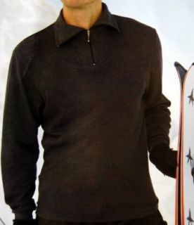 Charcoal Heather Mens Ski Zipper Turtleneck Jersey Shirt