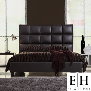 ETHAN HOME Sarajevo Queen Sized Dark Brown Faux Leather Bed