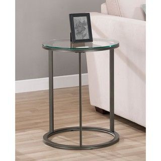 Round Glass Top Metal End Table