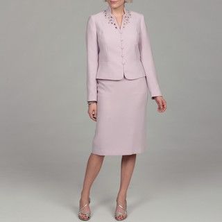 John Meyer Womens Lavender Bead Embellished Skirt Suit