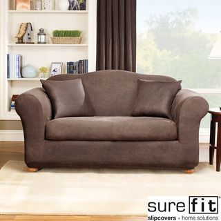 Sure Fit Stretch Leather 2 Piece Sofa Slip Cover