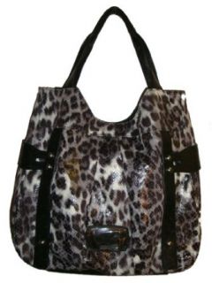 Womens Guess Evelyn Leopard Handbag (Black) Clothing