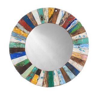 Ecologica Round Wood Mosaic Mirror