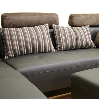 Leighton 3 piece Black Leather Sofa Sectional Set