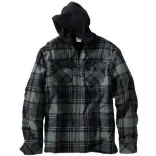 Hang Ten Plaid Hooded Flannel Jacket, Size Medium, Black