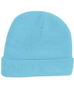 New Light Blue Acrylic Knit Winter Beanie Toque Hat