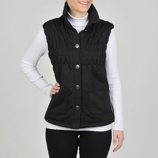 Montanaco Womens Black Faux Fur Lined Ruched Vest