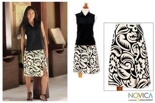 Cotton Balinese Shadow Batik Wraparound Skirt (Indonesia