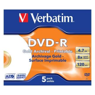 CD   DVD   BLU RAY VIERGE VERBATIM   Gold Archival   5 x DVD R   4.7