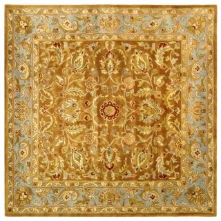 Handmade Heritage Shahi Brown/ Blue Wool Rug (8 Square)