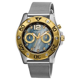 Akribos XXIV Womens Diamond Multifunction Mesh Bracelet Watch