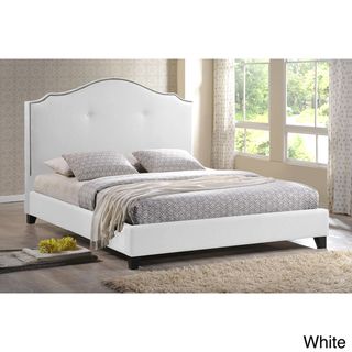 Marsha Scalloped White Modern Bed with Upholstered Headboard