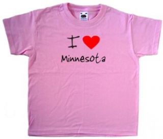 I Love Heart Minnesota Pink Kids T Shirt Clothing