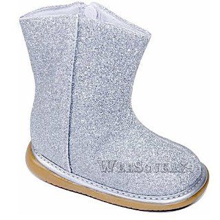 Squeak Toddler Girls Shoes Silver Sparkle Boots 6 Wee Squeak Shoes