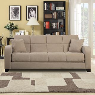Craig Khaki Microfiber Convert a Couch Futon Sofa Sleeper