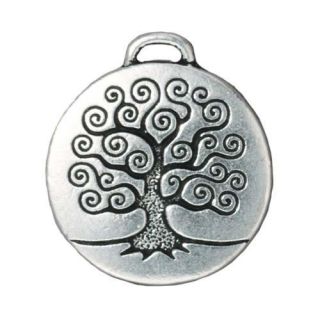 Beadaholique Silverplated Lead free 26 mm Round Tree of Life Charms