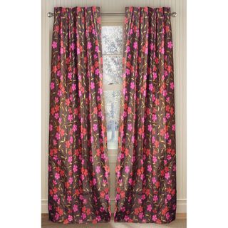 Cottage Home Silk Floral Print 96 inch Curtain Panel