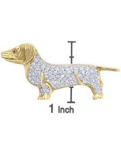 18 kt. Yellow Gold Diamond Dachshund Dog Pin (1.1 TDW)