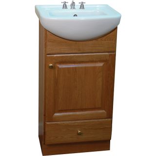 Petite 18 Inch Wood Oak/ White Bathroom Vanity