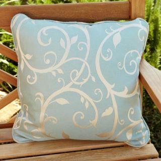 Clara Blue/ Beige Swirl 18 inch Square Outdoor Sunbrella Pillow (Set