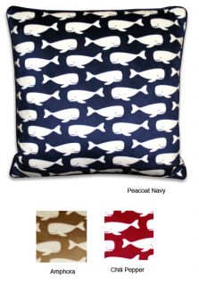 Wally Whale Coastal Microluxe 18 inch Pillow