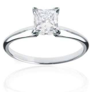 14kt White Gold 1ct TDW Princess Diamond Solitaire Ring (J K, I2 I3