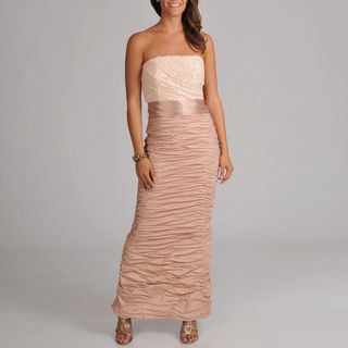 Cachet Womens Strapless Ruched Long Gown