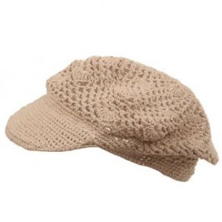Crocheted Newsboy Hats(01) Khaki W15S67D Clothing