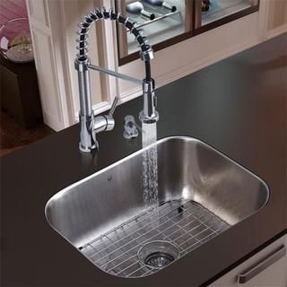Vigo Undermount Stainless Steel Kitchen Sink, Faucet, Grid and