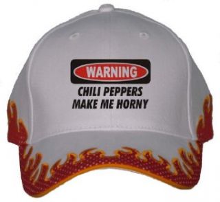 WARNING CHILI PEPPERS MAKE ME HORNY Orange Flame Hat
