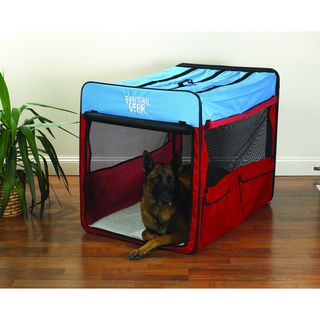 Guardian Gear Red/ Blue Extra large Collapsible Dog Crate