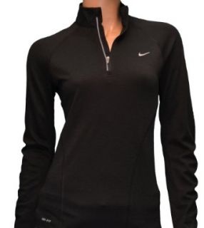 Nike Womens Dri Fit Wool Half Zip Running Shirt Black