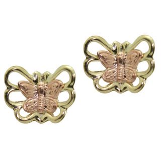 10k Two tone Gold Butterfly Stud Earrings