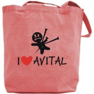 Canvas Tote Bag Pink  I Love Avital  Name Clothing