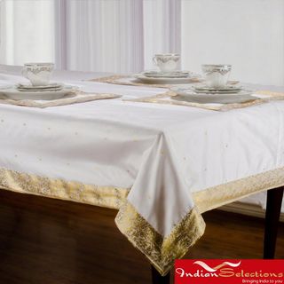 Handmade White Sari Table Cloth (India)