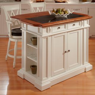Deluxe Traditions White Distressed Oak finished Island and Two Bar