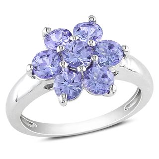 Miadora Sterling Silver Tanzanite Flower Ring
