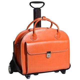 McKlein Orange Glen Ellyn Leather Detachable wheeled Laptop Case